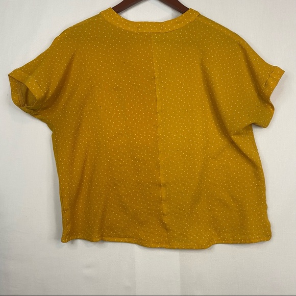 CURE Mustard Yellow White Polka Dot Retro Blouse Gathered Waist Size Medium - Picture 5 of 8